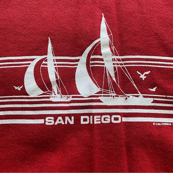 VTG 84’ San Diego Tultex Crewneck Pullover Sweater! Red & White. Size 14/16. USA - Picture 4 of 13